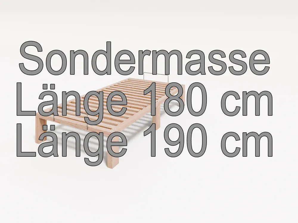Sondermaß Kiefer massiv Holzbett Gigapur G56, naturbelassen, inkl. Lattenrost und Matratzenbügeln 